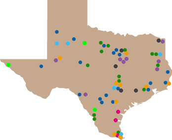 Map of Texas Showing Private Prisons as of May 2007